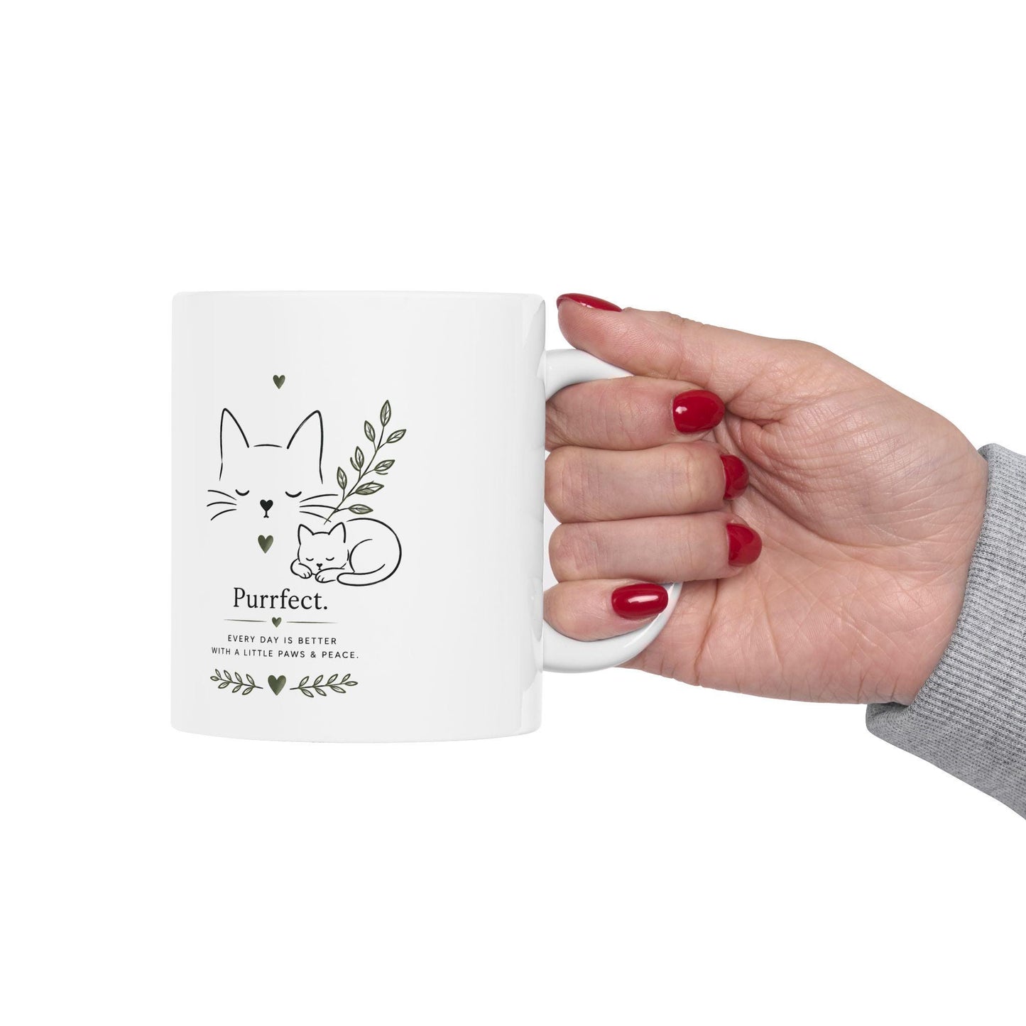 Purrfectly Blessed Cat Illustration Mug | Ceramic Mug