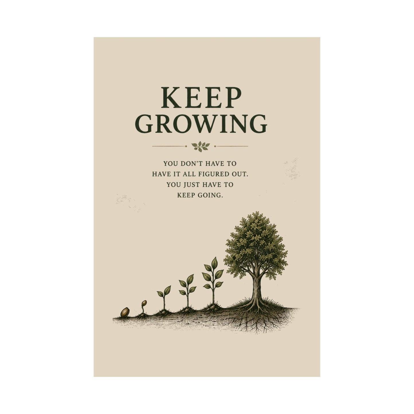 Keep Growing Poster | Motivational Plant Growth Wall Art Matte Vertical Poster