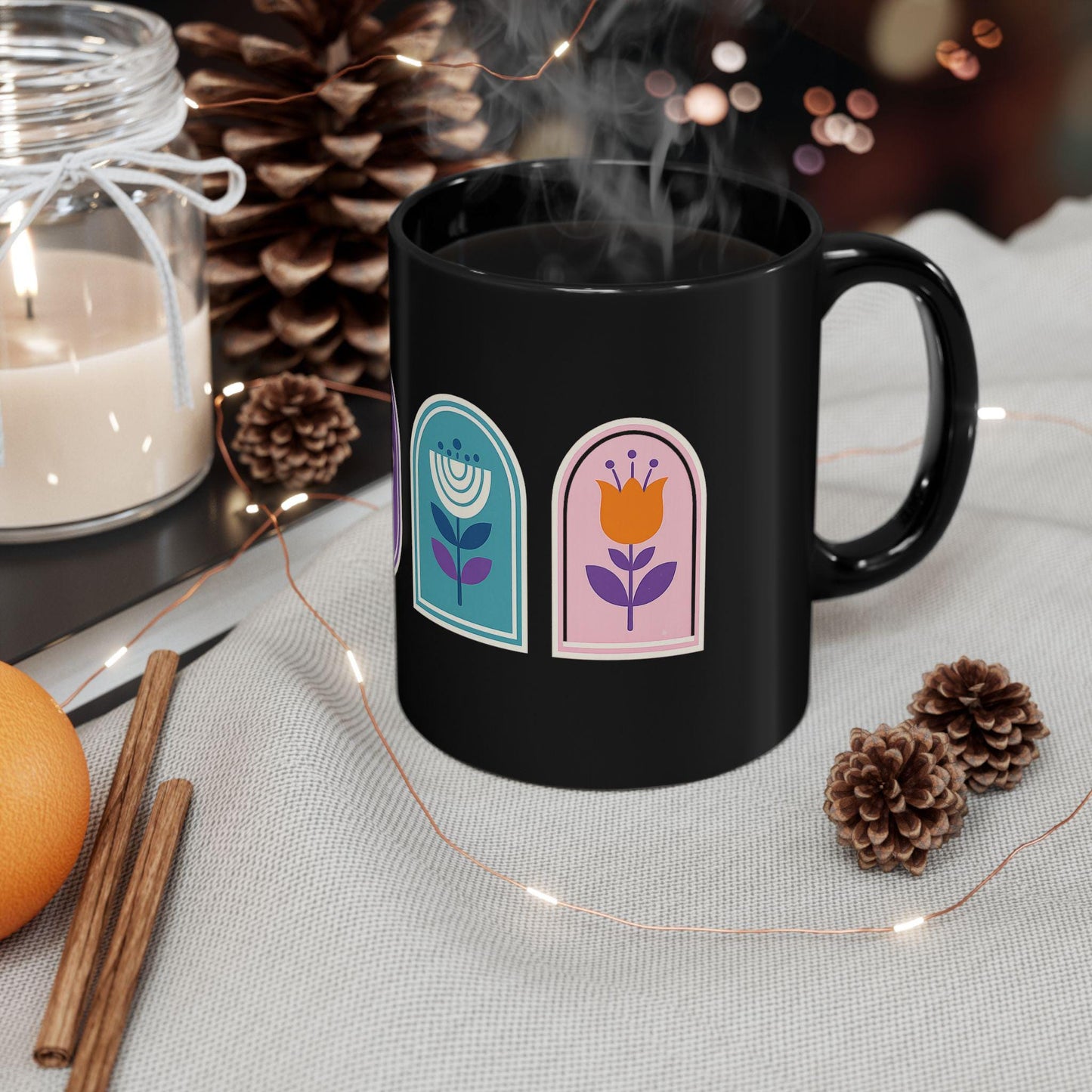 Flower Black Mug (11oz, 15oz)
