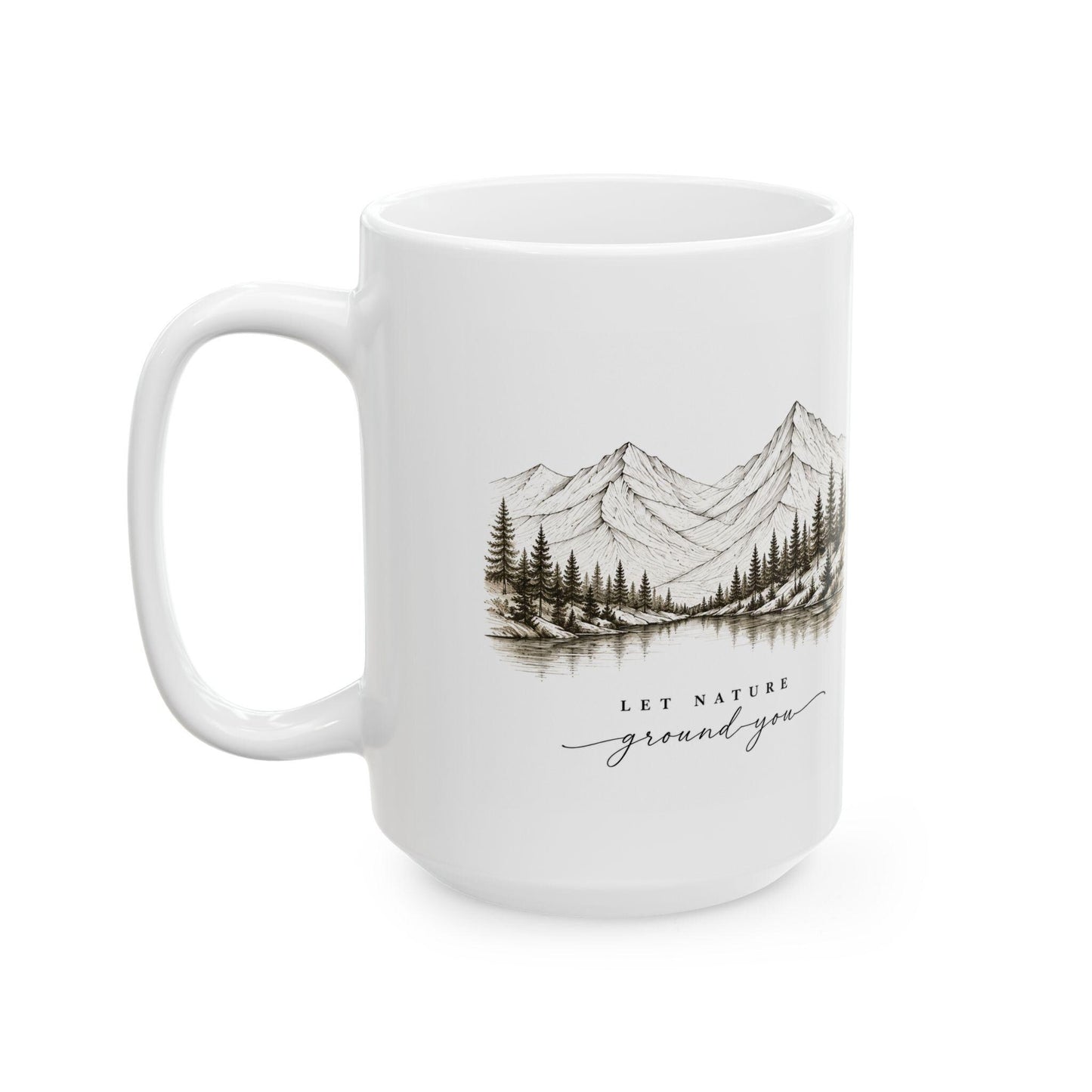 Mountain Pines sketch Mug | Scenic landscape coffee mug