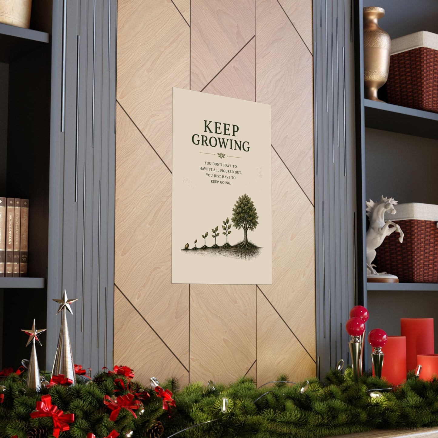 Keep Growing Poster | Motivational Plant Growth Wall Art Matte Vertical Poster