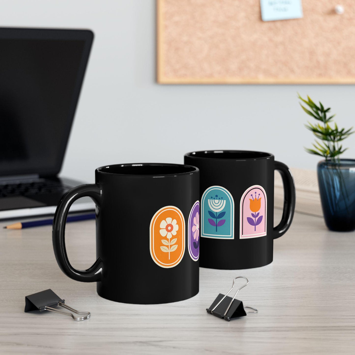 Flower Black Mug (11oz, 15oz)