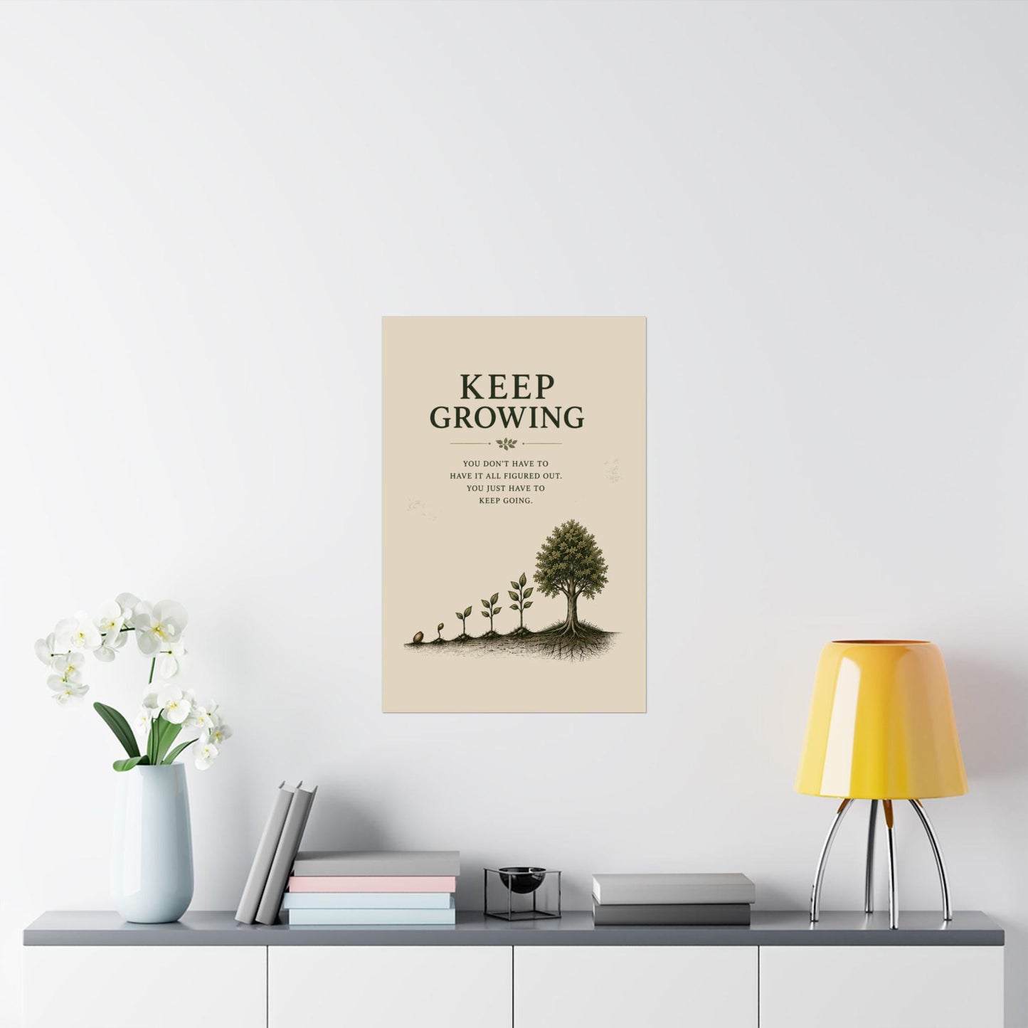 Keep Growing Poster | Motivational Plant Growth Wall Art Matte Vertical Poster