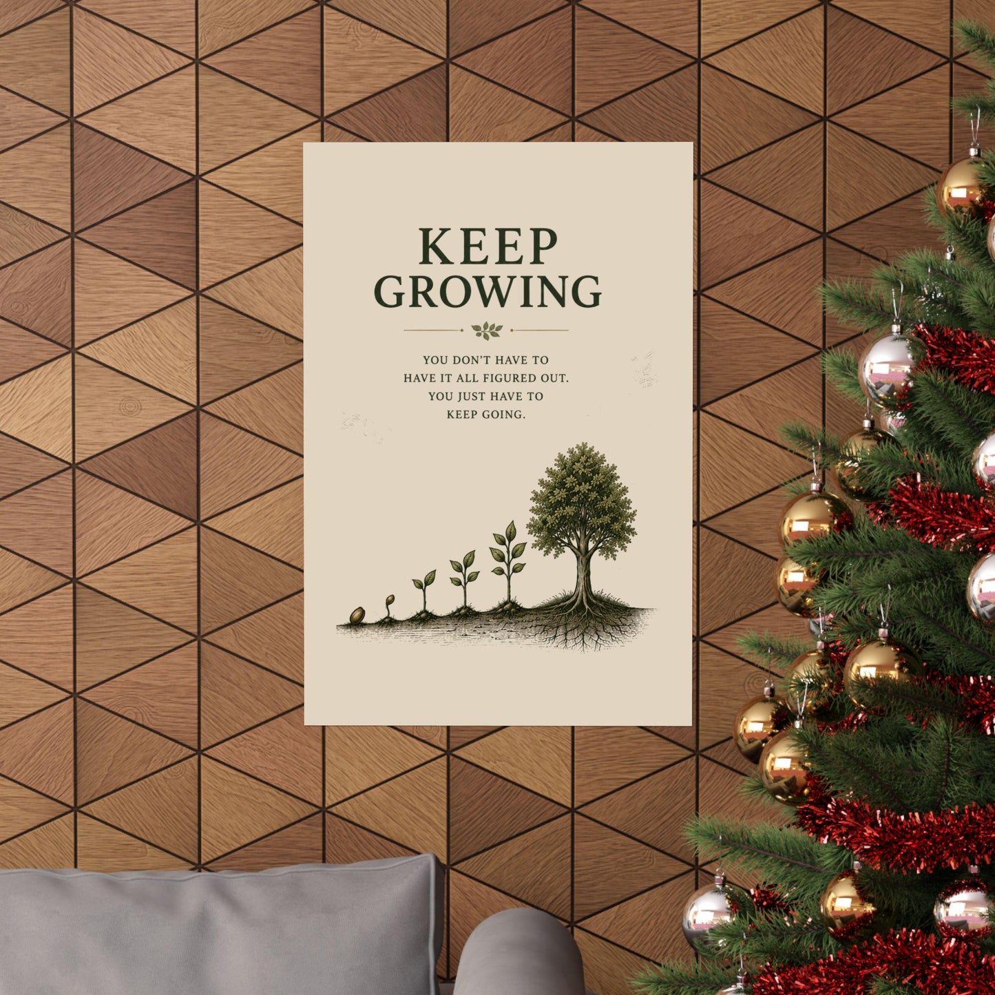 Keep Growing Poster | Motivational Plant Growth Wall Art Matte Vertical Poster