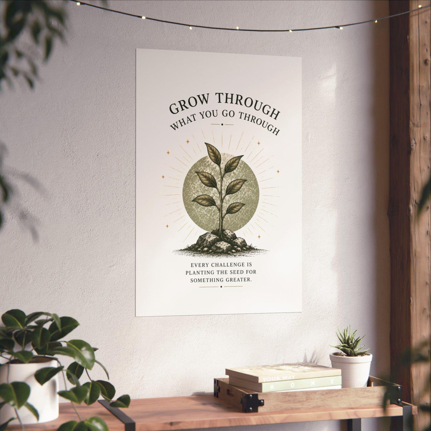 Grow Through What You Go Through vertical poster | motivational plant print