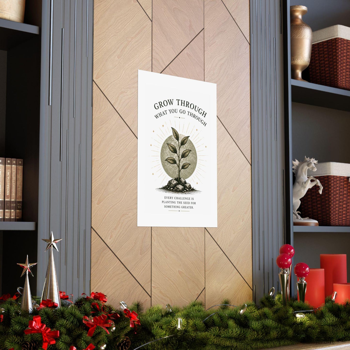 Grow Through What You Go Through vertical poster | motivational plant print