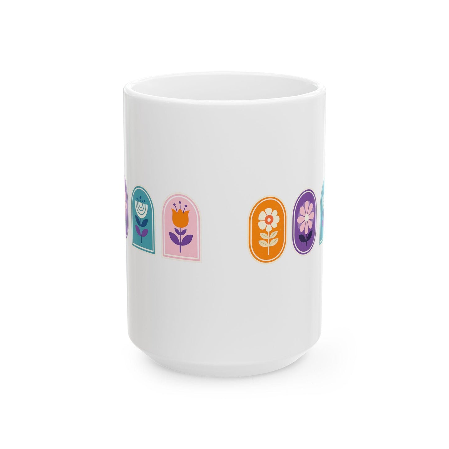Flower Ceramic Mug, (11oz, 15oz)