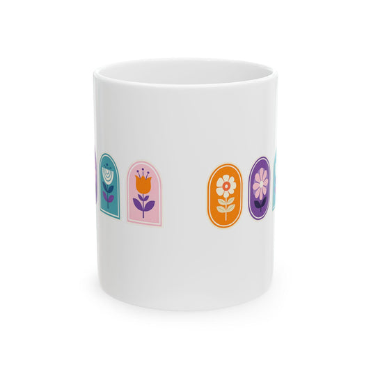 Flower Ceramic Mug, (11oz, 15oz)