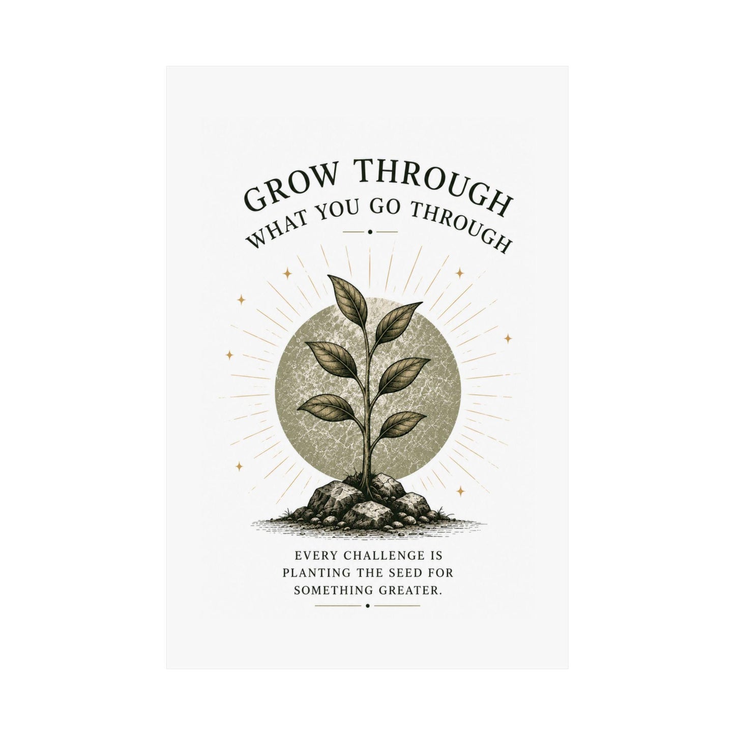 Grow Through What You Go Through vertical poster | motivational plant print