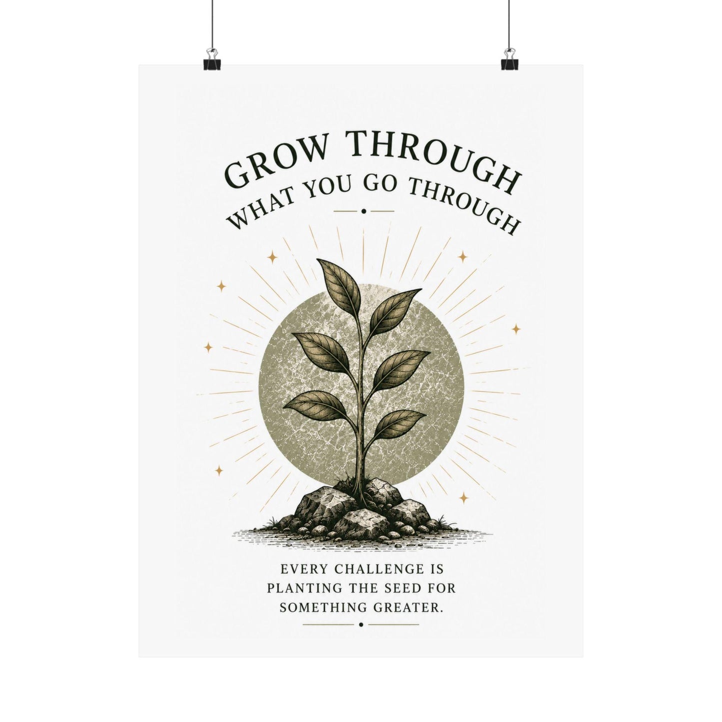 Grow Through What You Go Through vertical poster | motivational plant print