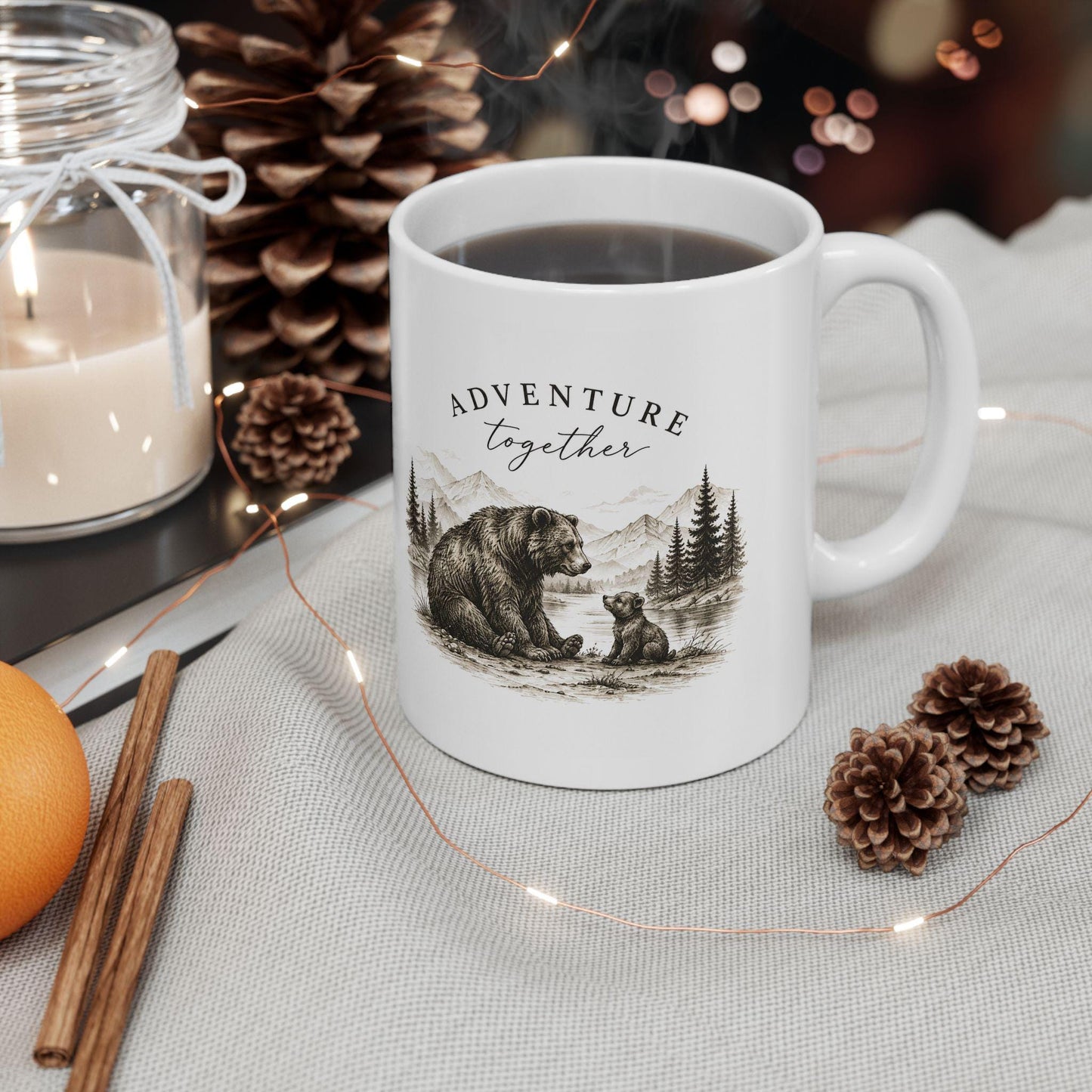 Adventure Together Bear Mug | Ceramic Coffee Cup