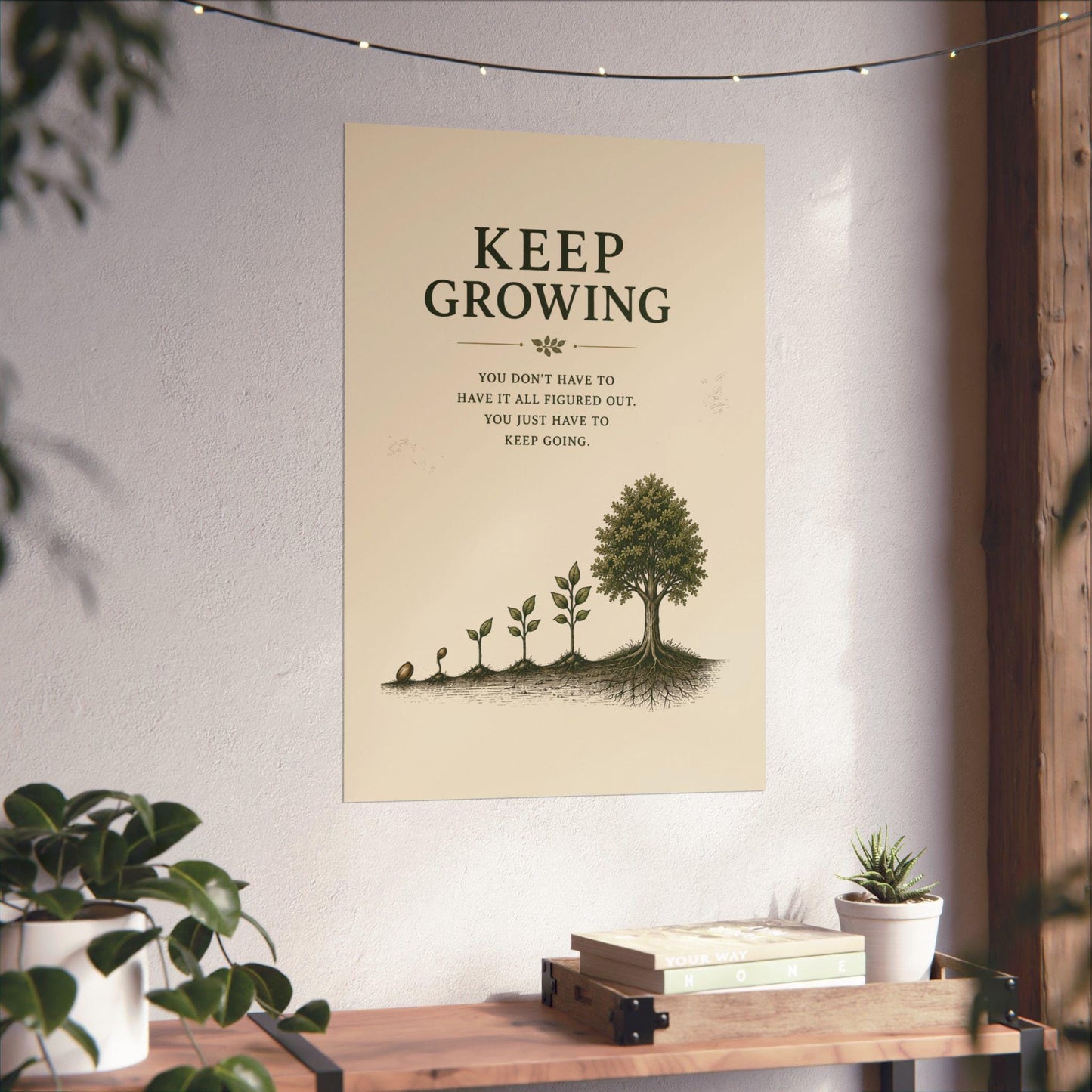 Keep Growing Poster | Motivational Plant Growth Wall Art Matte Vertical Poster