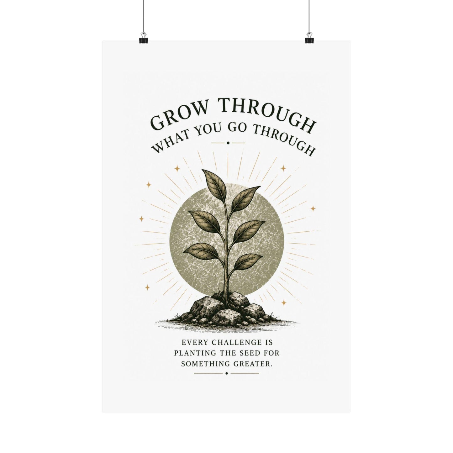 Grow Through What You Go Through vertical poster | motivational plant print