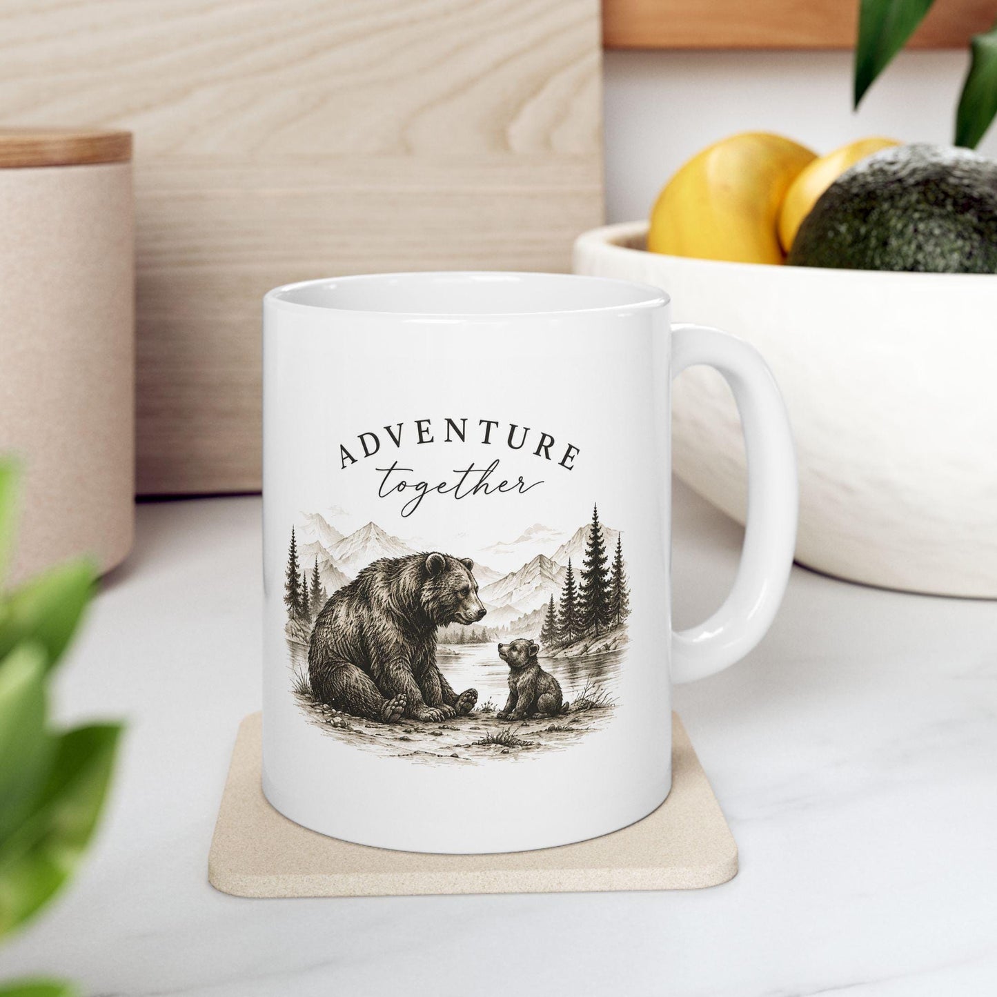 Adventure Together Bear Mug | Ceramic Coffee Cup