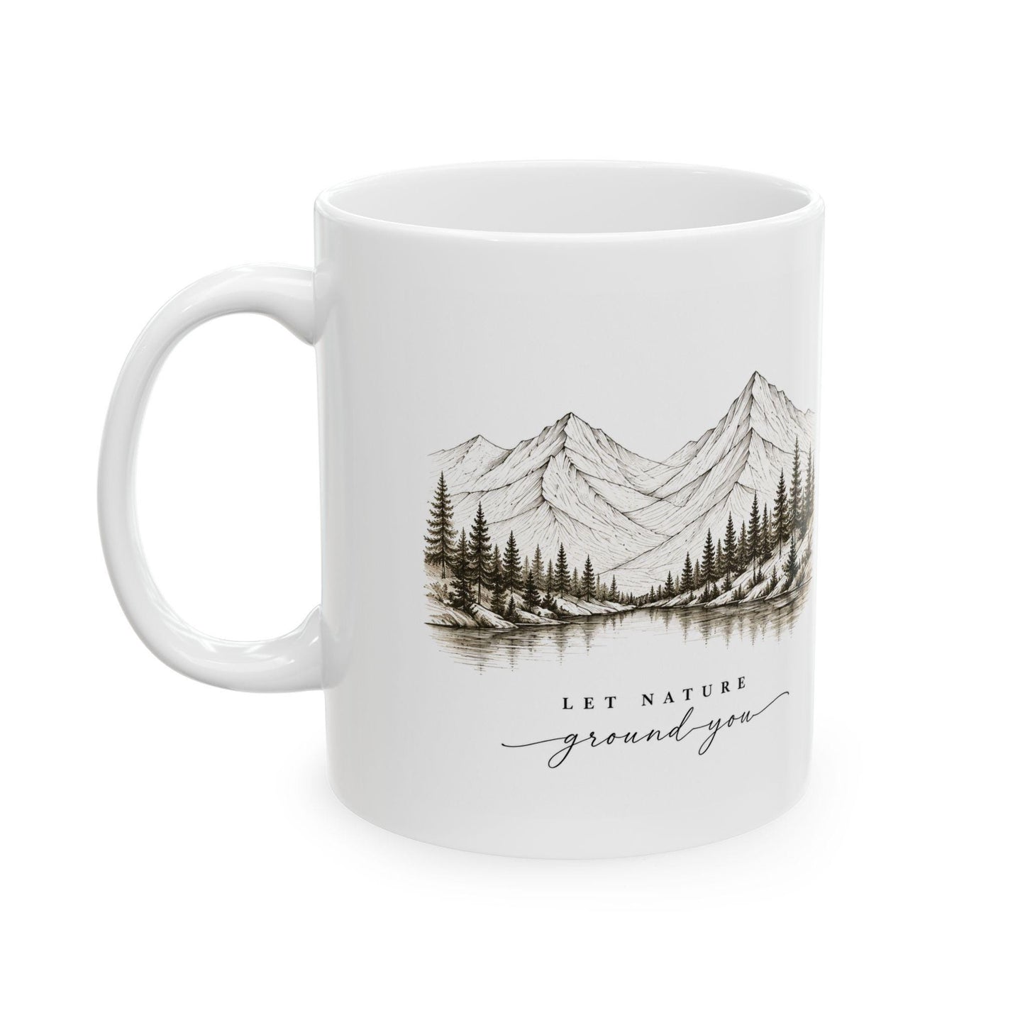 Mountain Pines sketch Mug | Scenic landscape coffee mug