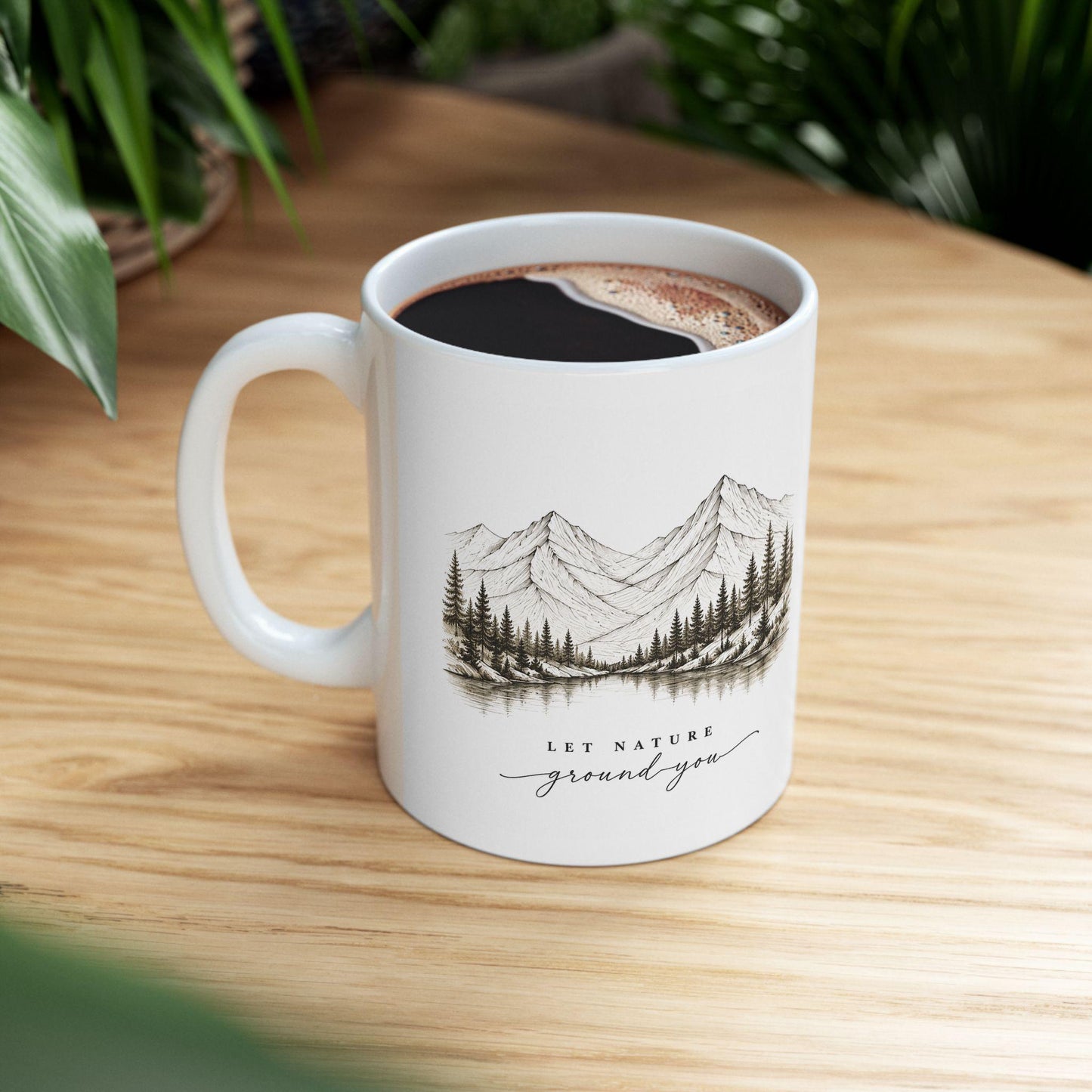 Mountain Pines sketch Mug | Scenic landscape coffee mug