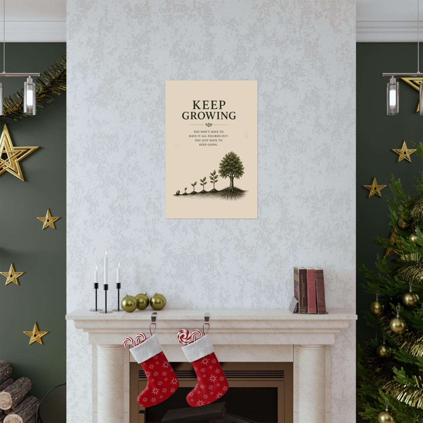 Keep Growing Poster | Motivational Plant Growth Wall Art Matte Vertical Poster