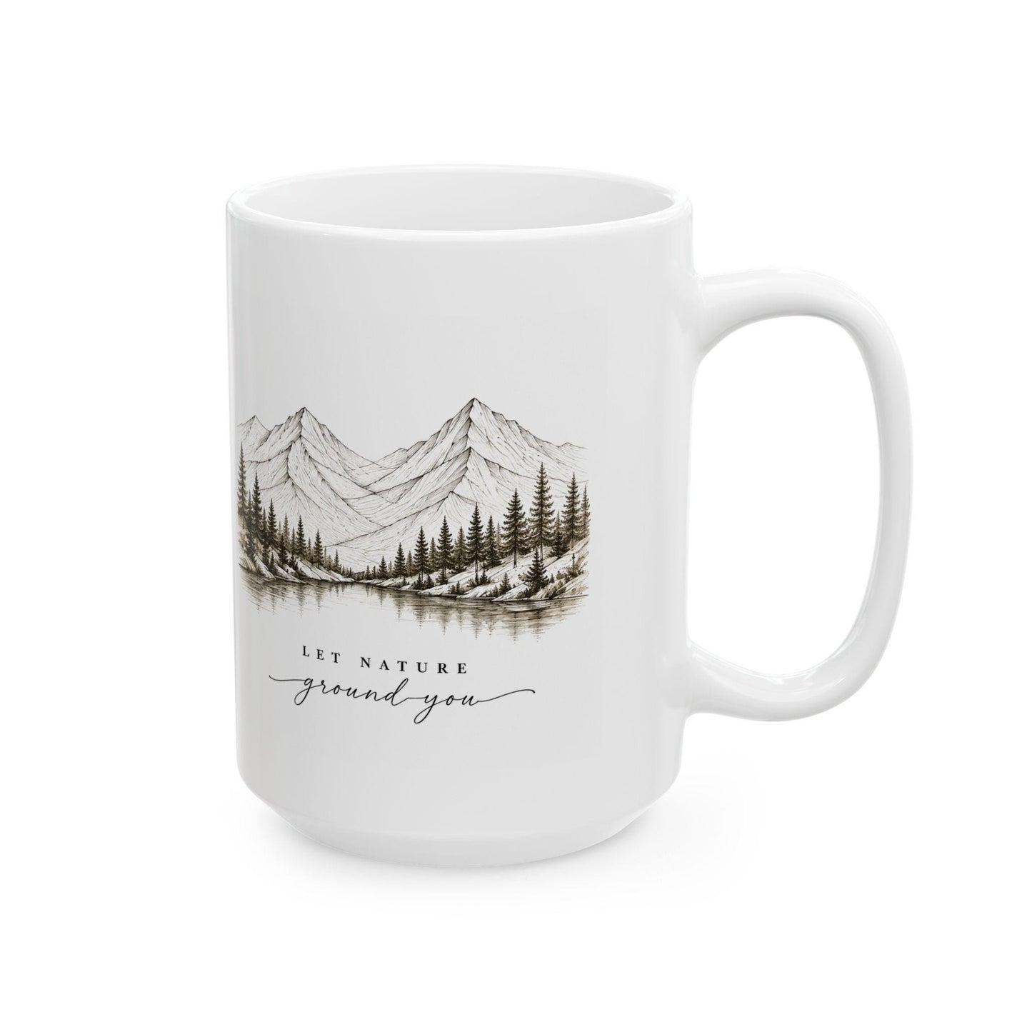 Mountain Pines sketch Mug | Scenic landscape coffee mug
