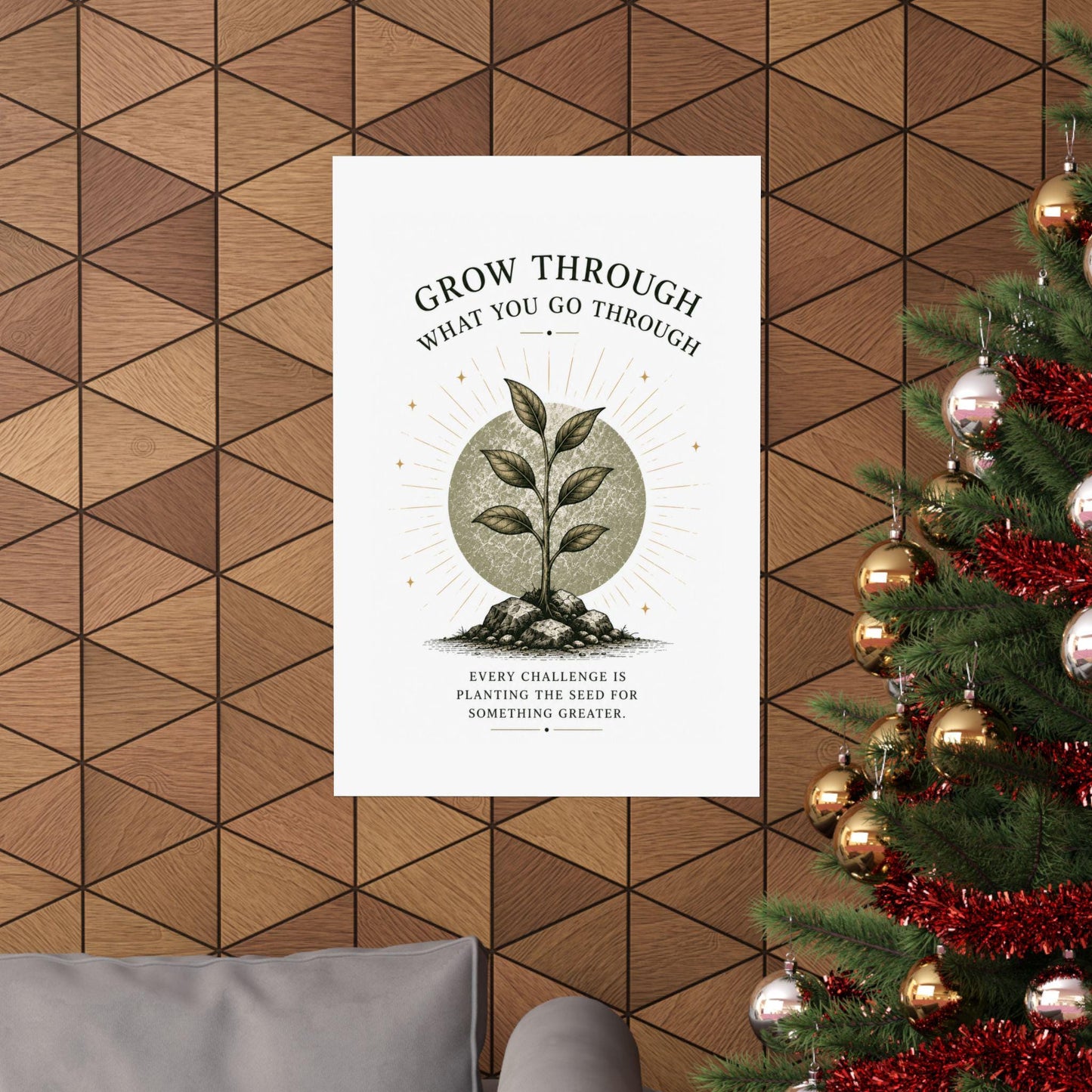 Grow Through What You Go Through vertical poster | motivational plant print