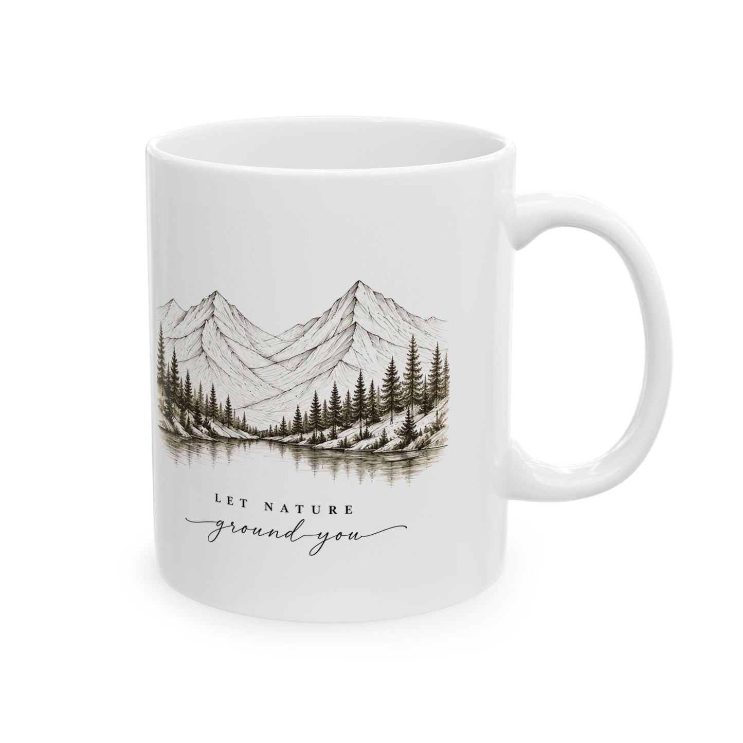 Mountain Pines sketch Mug | Scenic landscape coffee mug