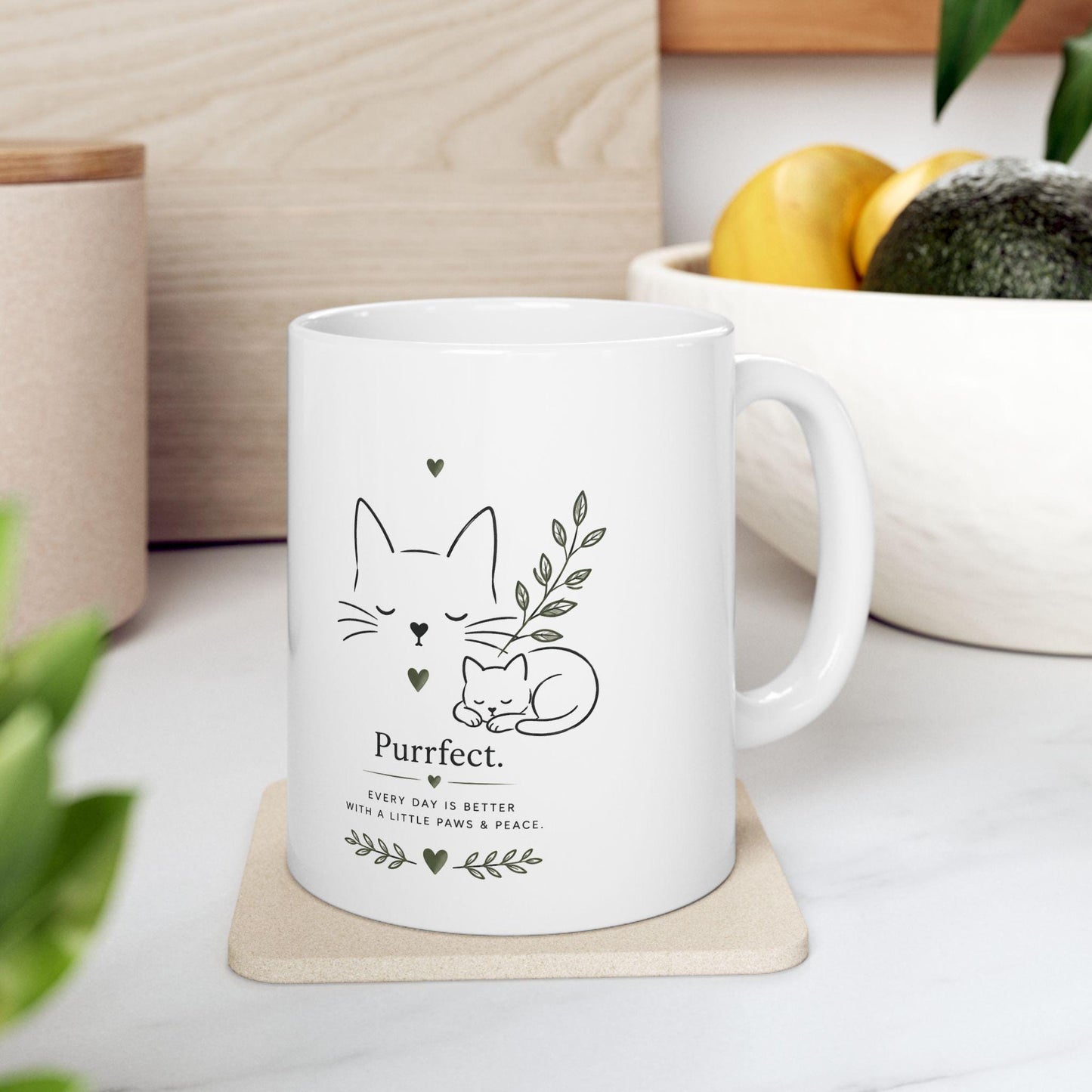 Purrfectly Blessed Cat Illustration Mug | Ceramic Mug