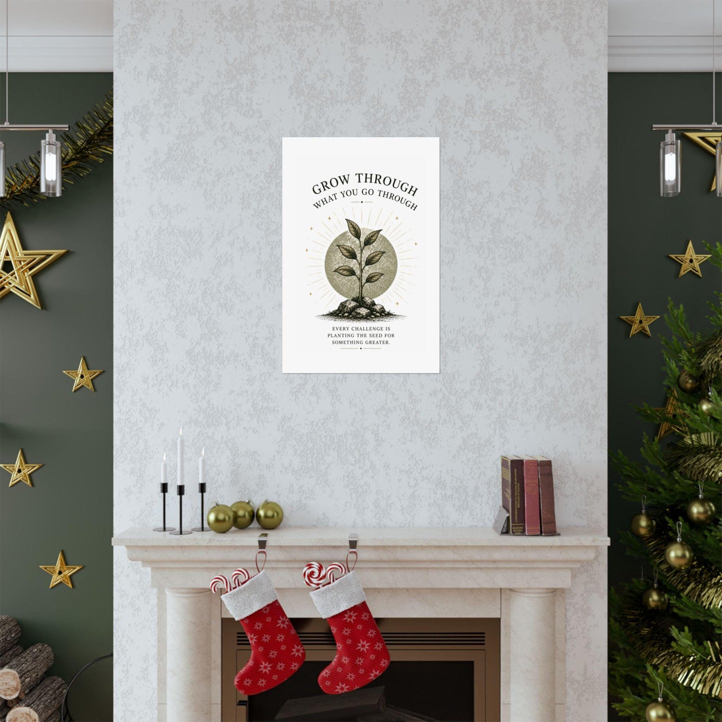 Grow Through What You Go Through vertical poster | motivational plant print